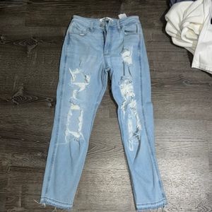 hollister ripped blue jeans